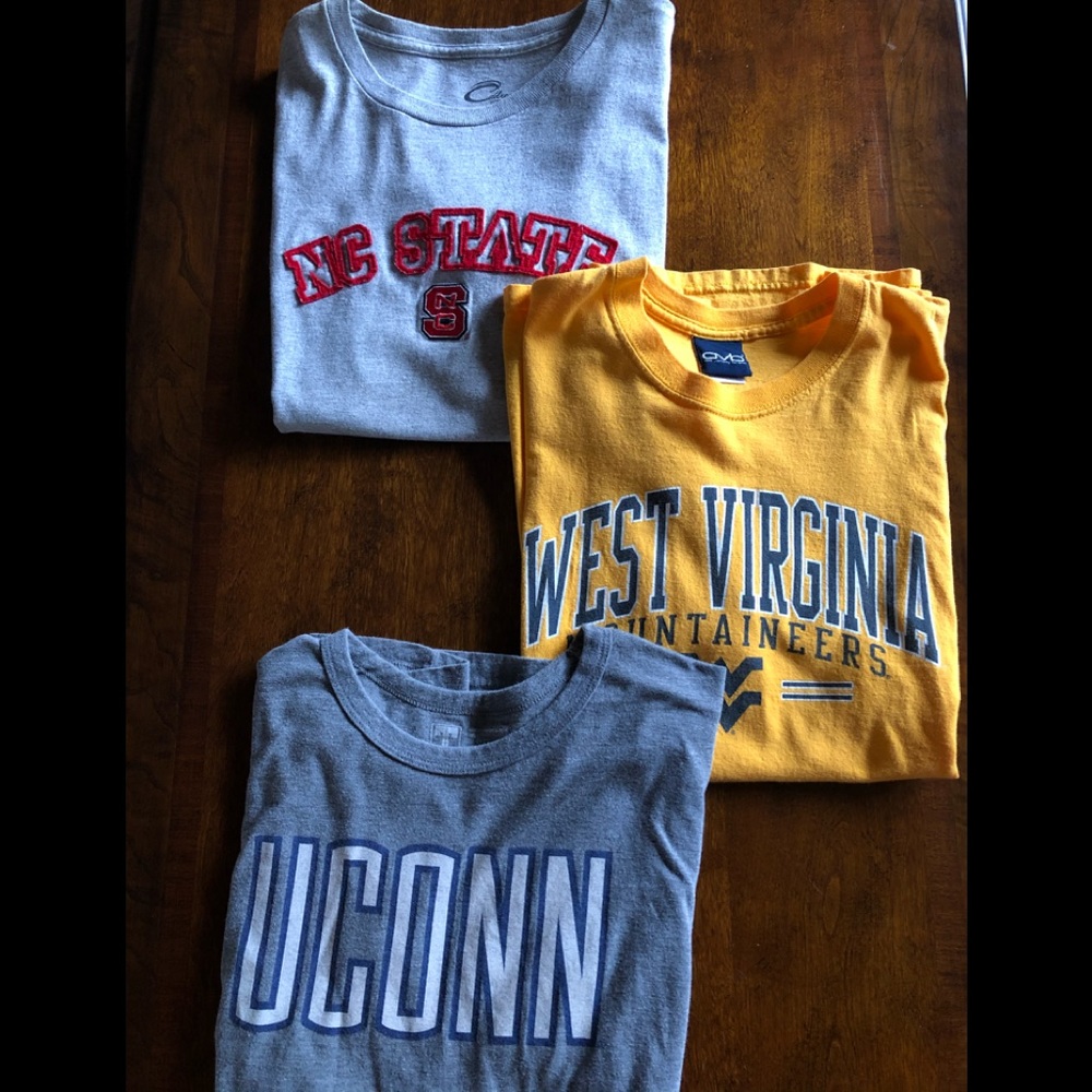 Three college short sleeve t-shirts